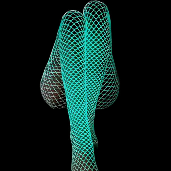 Lysande Glödande Nätstrumpor Glow In The Dark Nätstrumpa Cyan ONESIZE