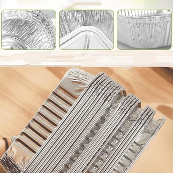 30 st aluminiumfolie grillformar 1200 ml engångsbakformar för airfryer ugn BBQ marinering servering, silver 21x21x4.5cm