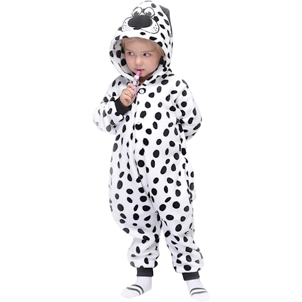 Unisex børne jumpsuit, 2023 kostume dyr onesie natkjole pyjamas hoodie cosplay kigurumi nattøj jul halloween dalmatiner Dalmatians Dalmatians 100