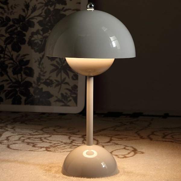 Trådløs bordlampe i blomsterpotteform, 1800 mAh batteri-bordlampe, bærbar bordlampe til terrasse, lille genopladelig lampe (hvid)
