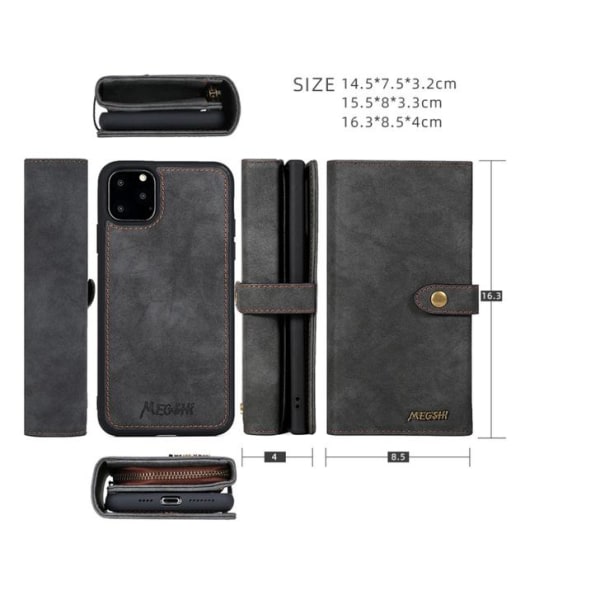 iPhone 11 - Pungetui / Magnet Cover 2 Farve Sort Til iPhone 11 Sort zdq