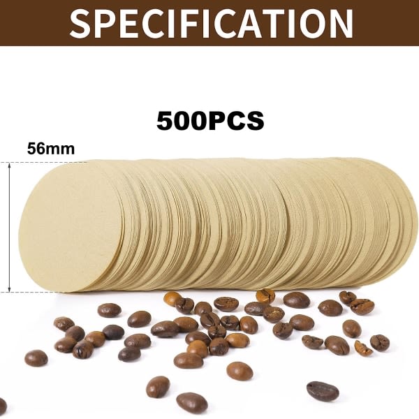 CDQ 500 stycken kaffefilterpapper Runt kaffemaskinfilterpapper