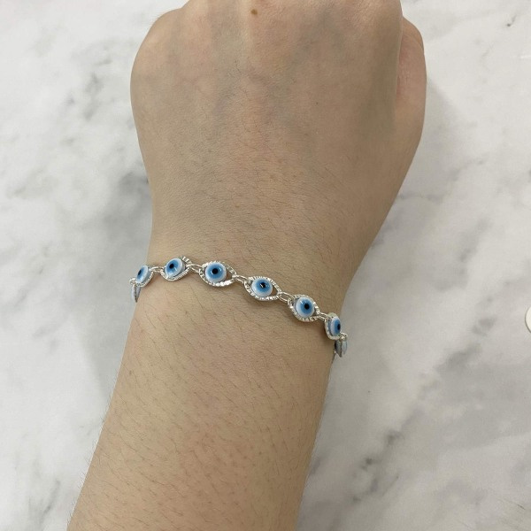 Heyone Dainty Evil Eye Armbånd for kvinner, 14K gull Evil Eye Chain Armbånd for jenter