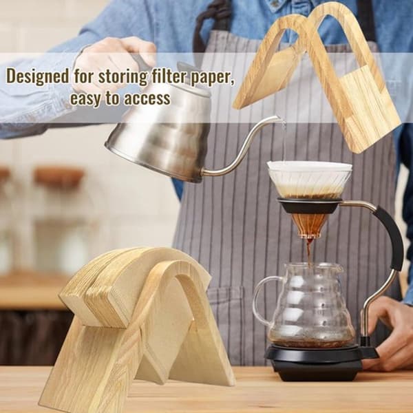Kaffefilterholder i træ - Filterkaffe - Kaffefilterholder - Filterposeholder - Velegnet til alle