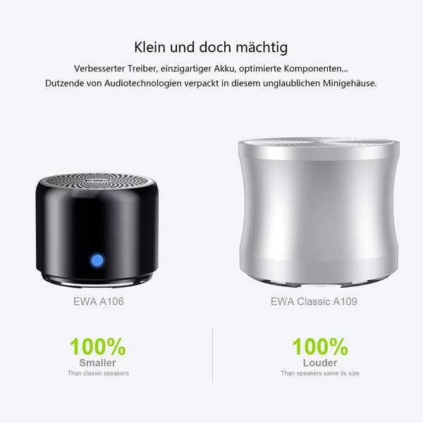 LX-EWA-A106pro Ultra Mini Bluetooth-høyttaler - Sølvgrå