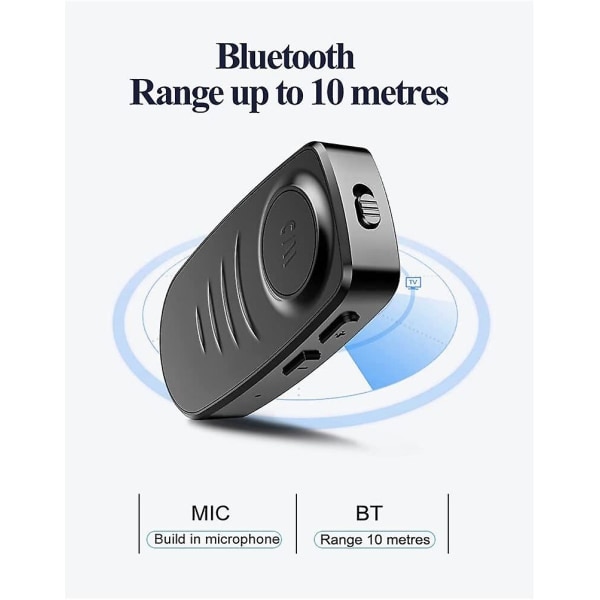 Aux Bluetooth 5.0-mottagare, mini 3,5 mm trådlös bil Bluetooth -ljudadapter Inbyggd mikrofon