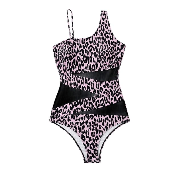 Baddräkt Dam Mesh Bikini En Del Baddräkt Badkläder Strandkläder Sommar Leopard Leopard M