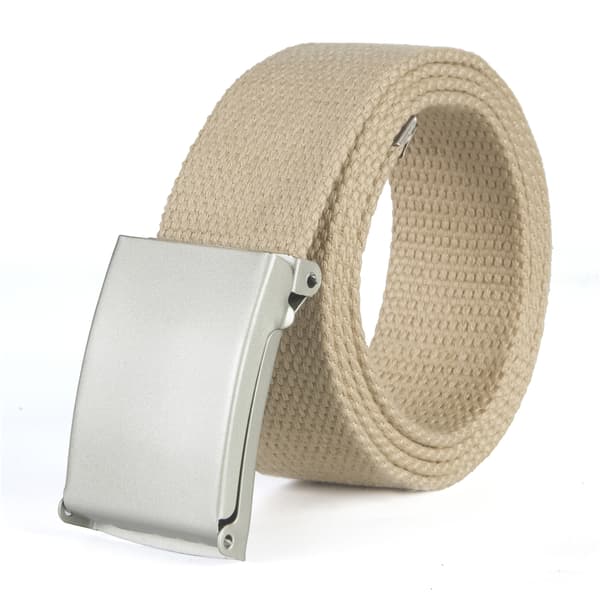 Bälte canvas tyg 44 skärp herr/dam/barn svart / - beige beige silver spänne