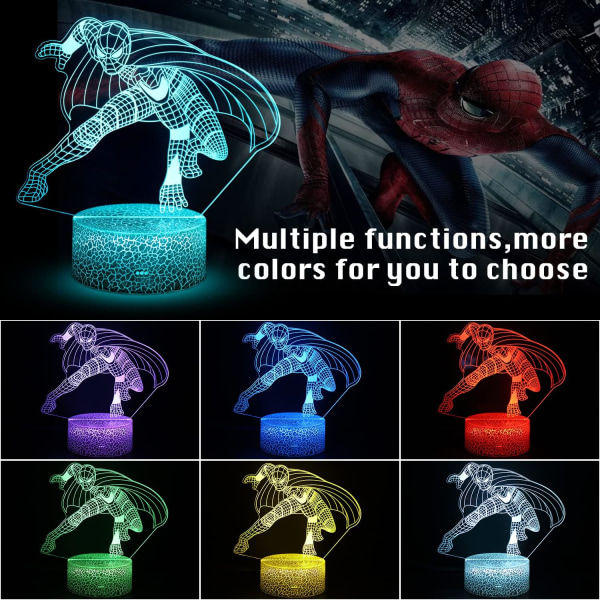 Spiderman-lampa Pojkpresent 3D Illusionslampa för barn, med R