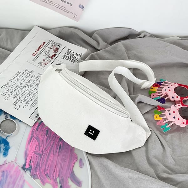 Dam Fanny Pack Midjeväskor Canvas Bum Bag VIT vit white