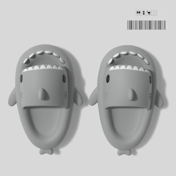 tofflor haj shark tofflor shark slides barntofflor grå 180 (insida 18cm) 180 (insida 18cm)