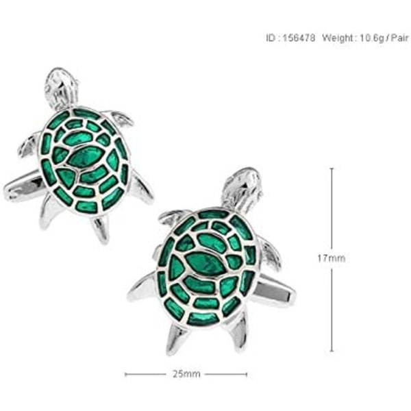 Silver och gröna manschettknappar för sköldpadda i en gratis lyxpresentation B