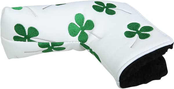 Sportvit Grønn Shamrock Lykkekløver Putterhodebeskyttelse Firkløver Hodebeskyttelse