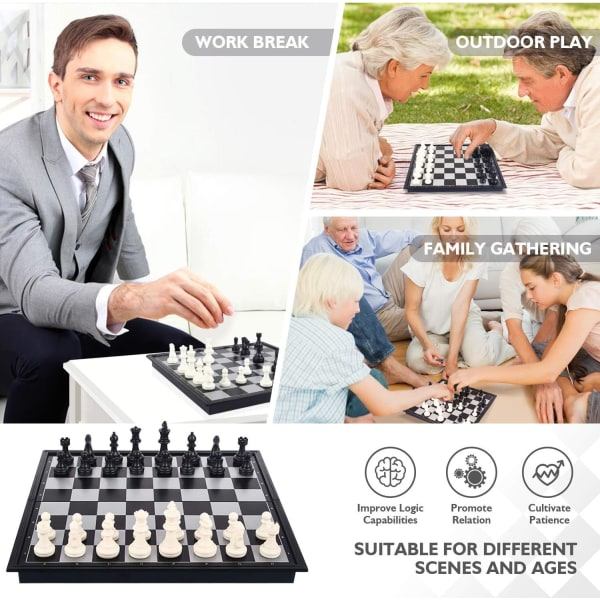 Set 6+ Barn Magnetisk Fällbar Bräda Schack - Perfekt