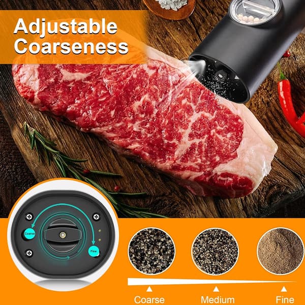Transparent Spice Grinder Container, Automatic Operation, Adjustable Coarseness, Sleek Modern Design, Rechargeable Pepper Mill for Home Cooking