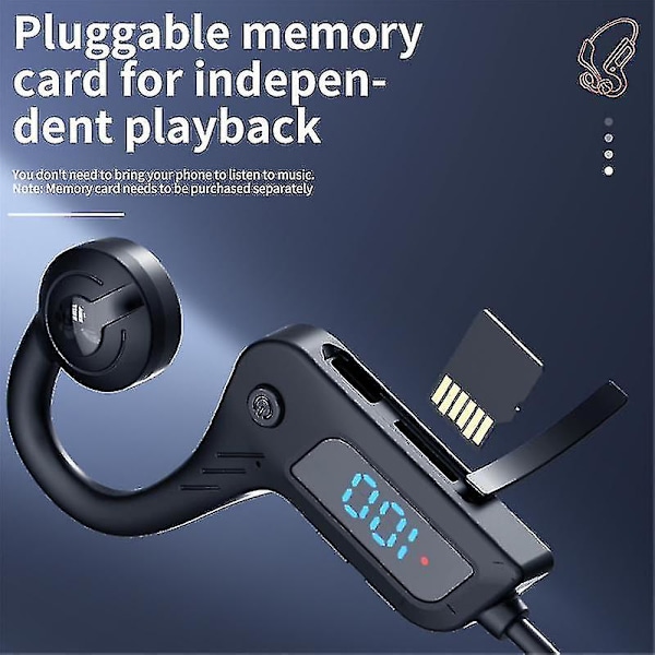 Luujohdolliset Bluetooth-kuulokkeet Langattomat IPX8 Vedenpitävät MP3-soittimet Hifi Korvakoukku Kuulokkeet Mikrofonilla Uintiin