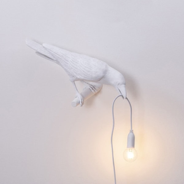 Seletti Bird Moderne Italiensk Væghængt Lampe Sort Hvid Harpiks Lig (YSJ) white left