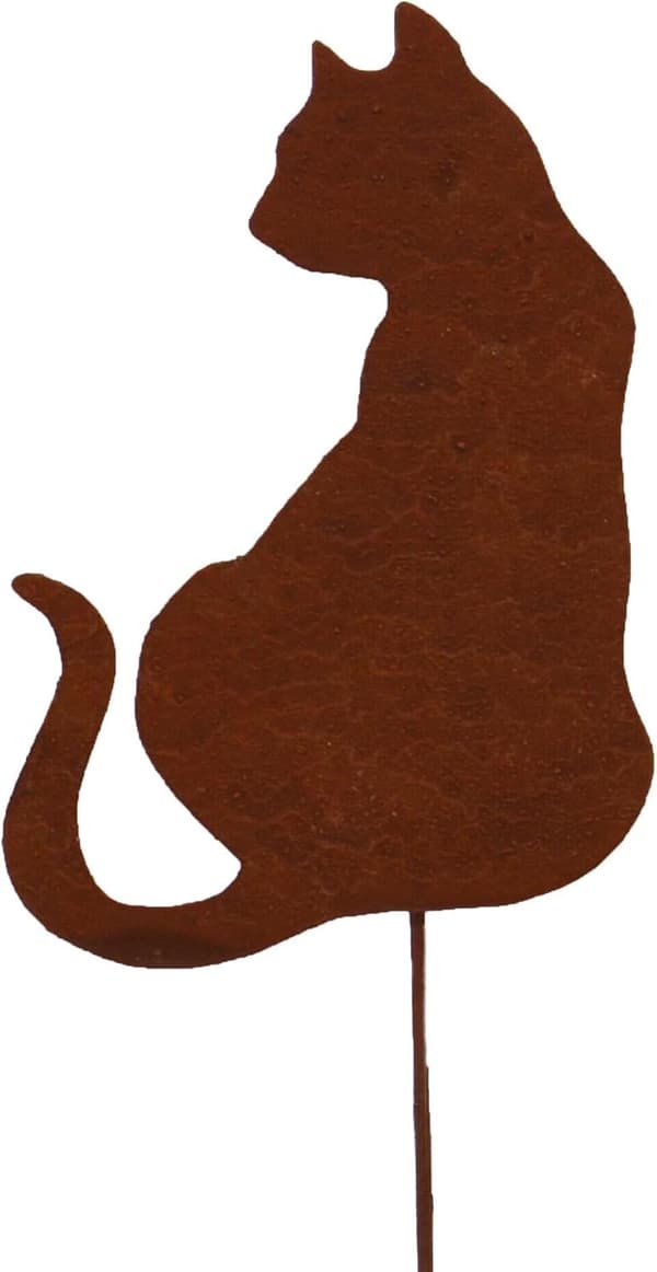 Sett med 3 hagedekorasjoner i form av katter - Rustikk utseende - Rusty Me
