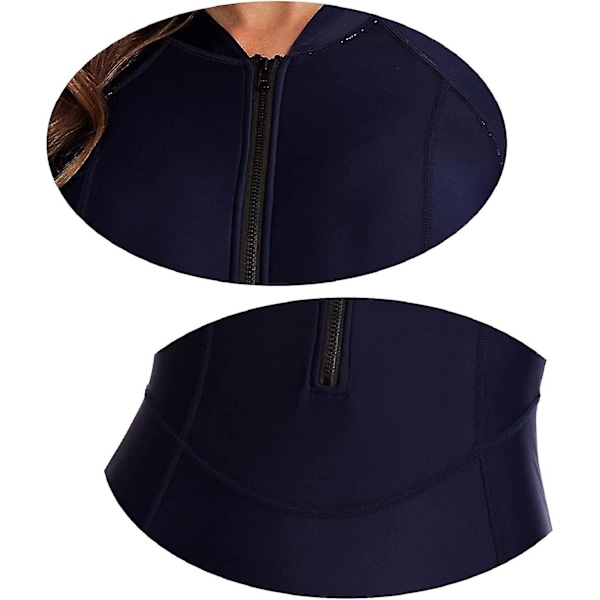 Dame badedrakt i ett stykke langermet rashguard dame våtdrakt atletisk badedrakt surfing dykking glidelås foran badetøy badedrakt Xd1 Navy 1516 Navy 1516 3XL