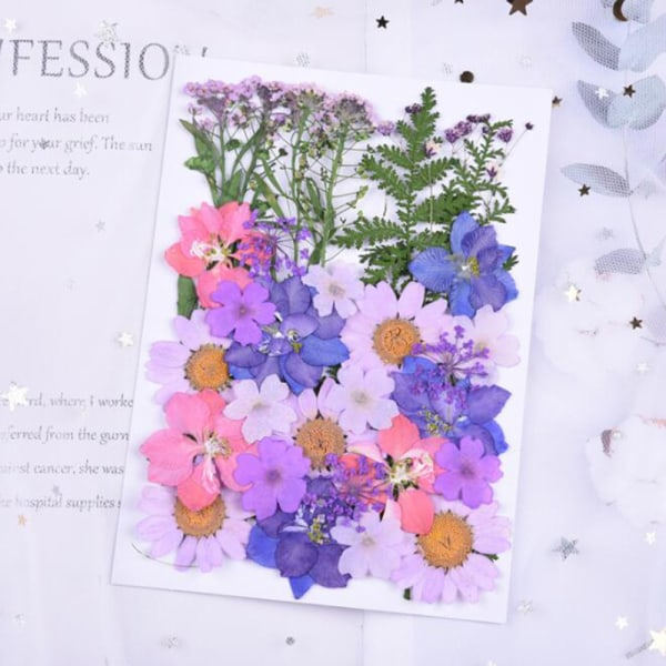Naturlige tørrede blomster Pressede blomster Blandede tørrede blade Blandede Flere tørrede blomster til kunsthåndværk DIY Resin Scrapbooking