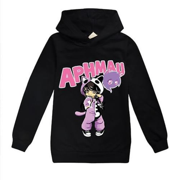Børn Drenge Piger Aphmau Hoodie Langærmet Toppe Sweatshirt Pullover Z X Sort 140CM 8-9Y