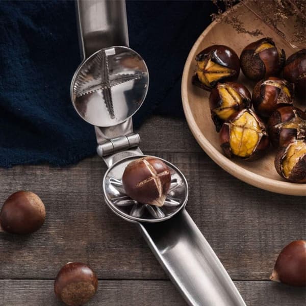 Bærbar 304 rustfrit stål kastanjetang – også til pistacie, macadamia, nødder
