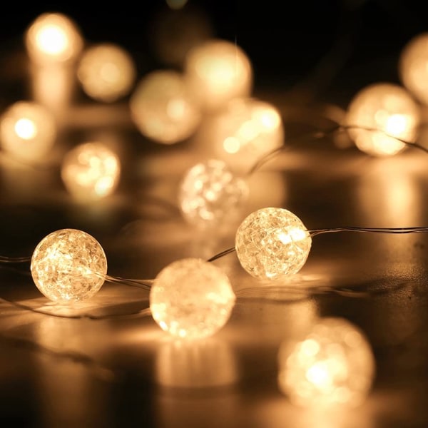 CDQ Christmas Crystal Ball String Lights 10Ft 30 LED Soft White