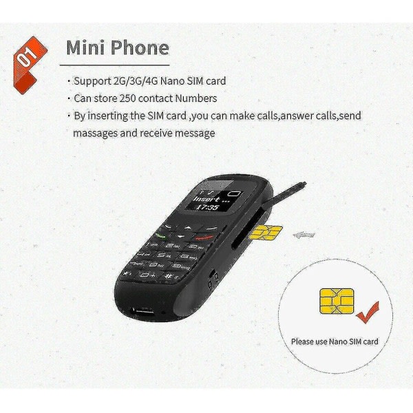 Bluetooth Mini Mobiilipuhelin Olåst Gsm Dialer Bm70 hörlurar szq