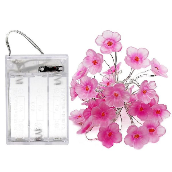 LED-koppartrådslampor, rosa blomljussträng, utomhus