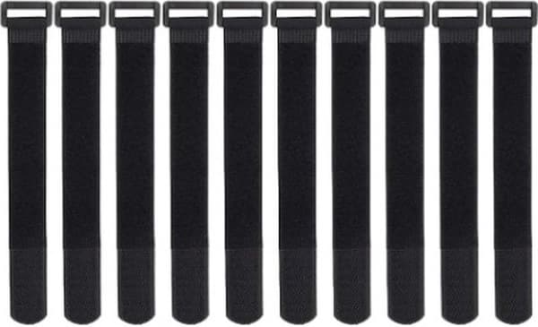 Nylon kabelbindere - Velcro - Genanvendelige - Kabelstropper - Kabelstyring - 1 sæt à 10 stk. - 15 cm - Sort