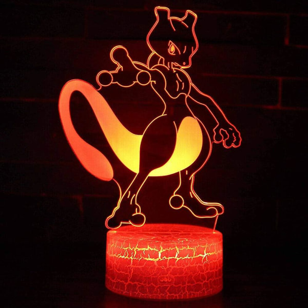 Veeki 3D Mewtwo Lampe Spill Roll TouchRemote LED Nattlys Bordslampe Hjemmedekorasjon Gave