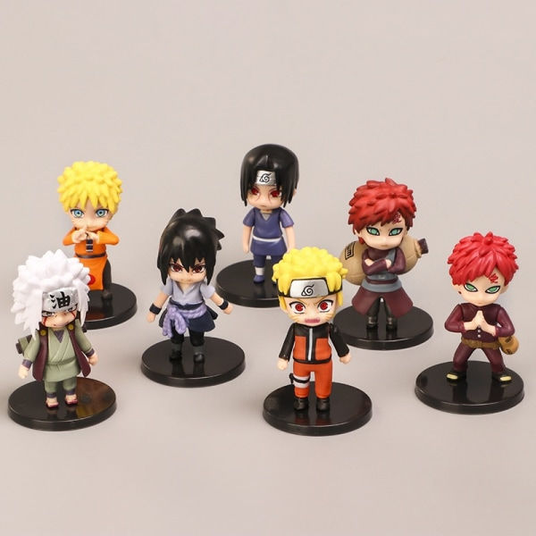 12st/ set Naruto Anime Shippuden Hinata Sasuke Itachi Kakashi Gaara Jiraiya Sakura Q Version PVC Figurer Leksaker Dockor Barnpresent