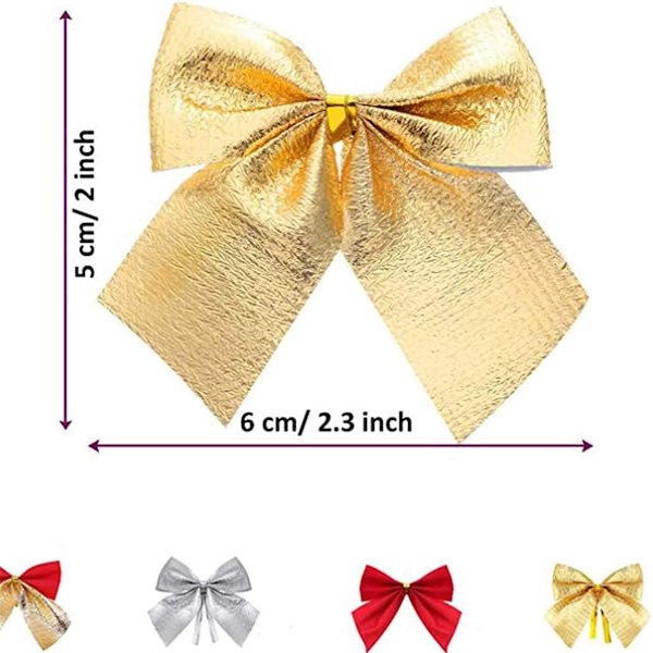 12 kpl Kultaisia Glitter-Jousia, Joulukuusen/Seppeleen Koristeita, Juhlaan