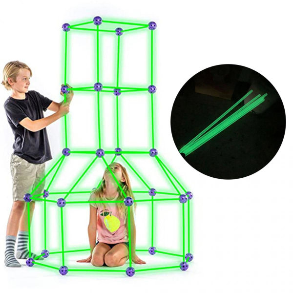 Luminous Fun Forts Kids Telt-87 Pack Fort Building Kit til barnleksaker