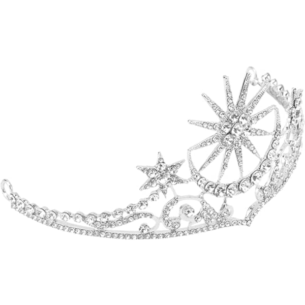 Rhinestone Brudband Acotar Strass Star Moon Pannband Crystal Star Tiara Brudhovedstykke for kvinder Flickor