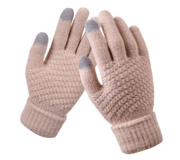 Strikkede handsker - touchscreen - one size - varm vinterfavorit - Beige