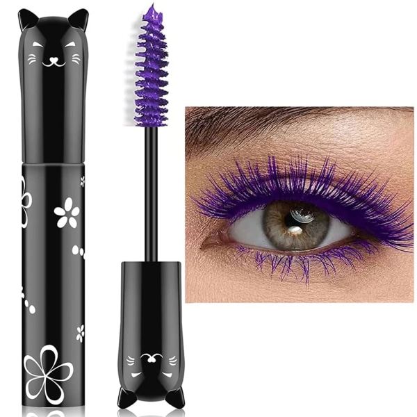 CDQ Farverig mascara, vandtæt langvarig tyk mascara (lilla)