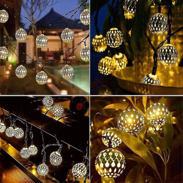 Globe String Lights Plug-in Metal Ball Fairy Lights, Anslutbar med bakplugg, Justerbar Med Multi Modes, Nyhetsdekorationer till jul, Hallo zdq