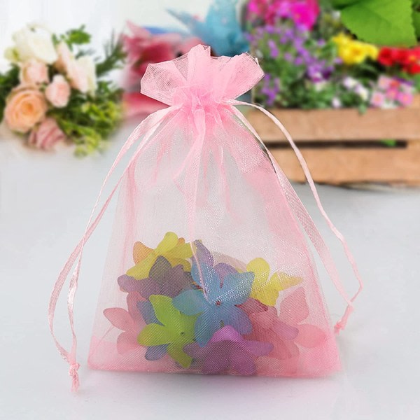 100-pack organza påsar, 7x9 cm, presentpåse i organza, smyckespåse