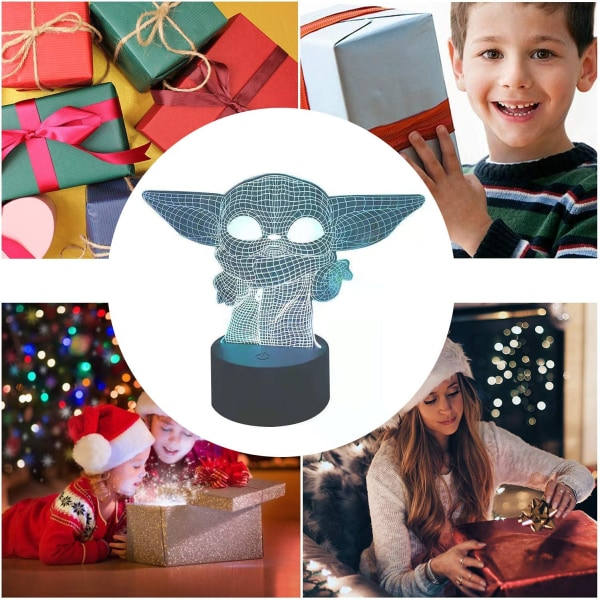 Baby Yoda leker 3D lampe Star Wars gave LED nattlampe 7 farger