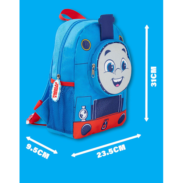 Thomas och vänner Unisex Barn Ryggsäck Blå 3D Ansiktsficka -_tfrf