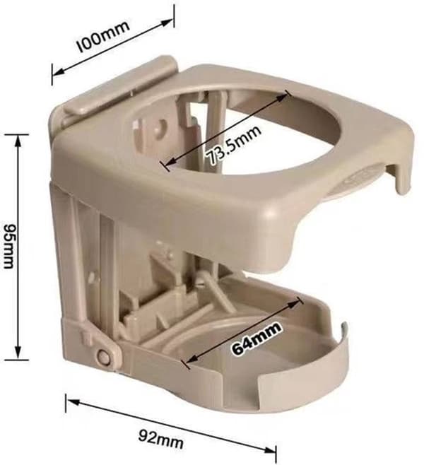 Universell sammenleggbar bilkoppholder, plassbesparende dashbordmontering for biler, båter og lastebiler, svart, grå og beige