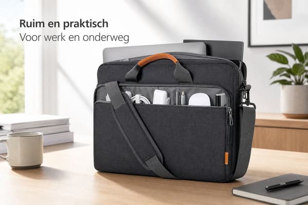 17,3 tommer laptoptaske, stødsikker vandafvisende computertaske med stor kapacitet til arbejde, skole og pendling, grå