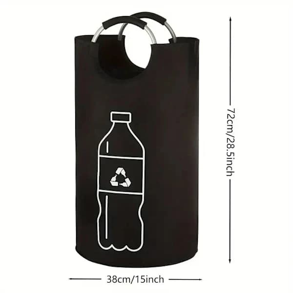 Foldable Recycling Bin 69 Liters Polyester Bottle Collector Cylindrical Waste Bin for Home Use