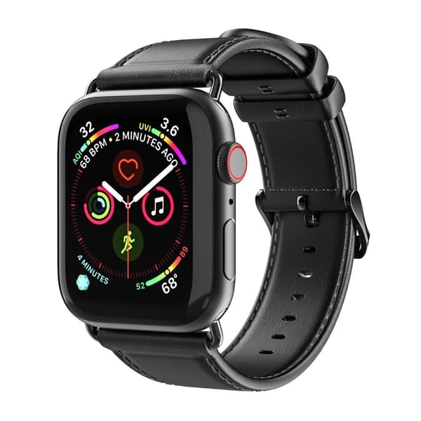 Apple Watch 42/44/45/49 mm Urrem Ægte Læder Sort_tfrf 46