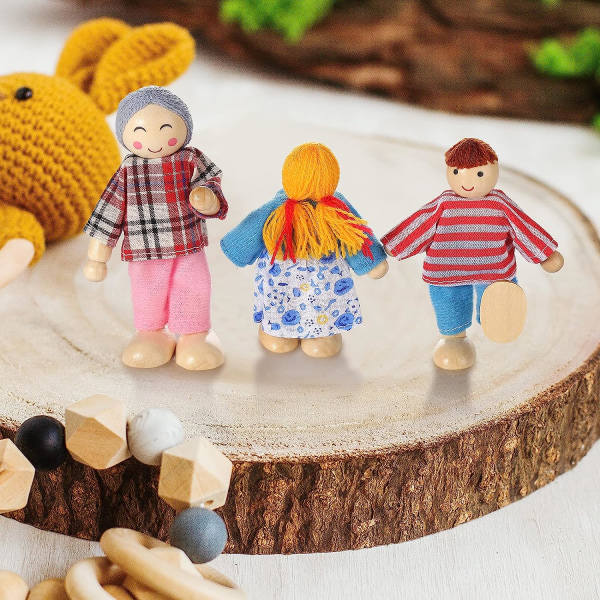 Dockhus i trä Människor 8 figurer, set Flickor Toddler Barn Dockskåp Tillbehör Leksaker