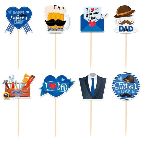 24st Grattis på fars dag Tårta Toppers Pappa Papper Bokstäver Print 24pcs