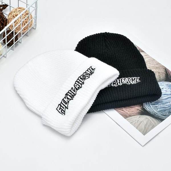 Mode Jävla Fantastisk vinter Hip-hop stickad mössa Casual Ha White OneSize