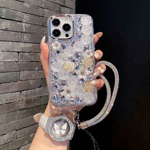 Mobilskal för iPhone - Diamantrosblomma med armband With Bracelet iPhone 13 Pro