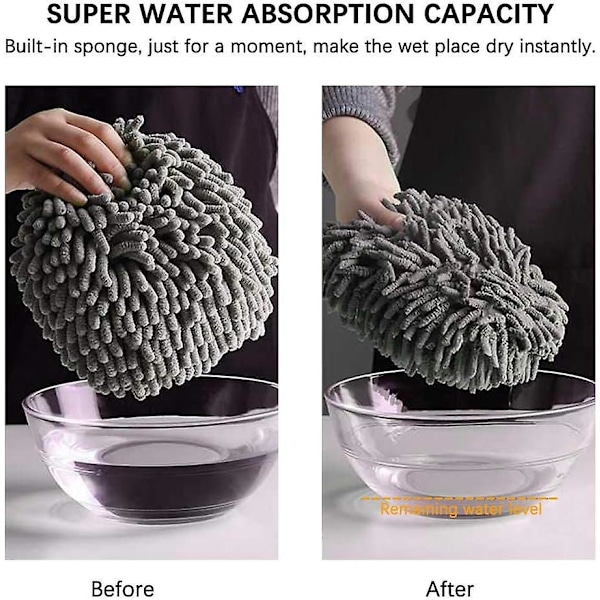 4 Chenillehåndklæder Kugleformede Håndklæder Koral Mikrofiber Vandabsorberende Bløde Håndklæder